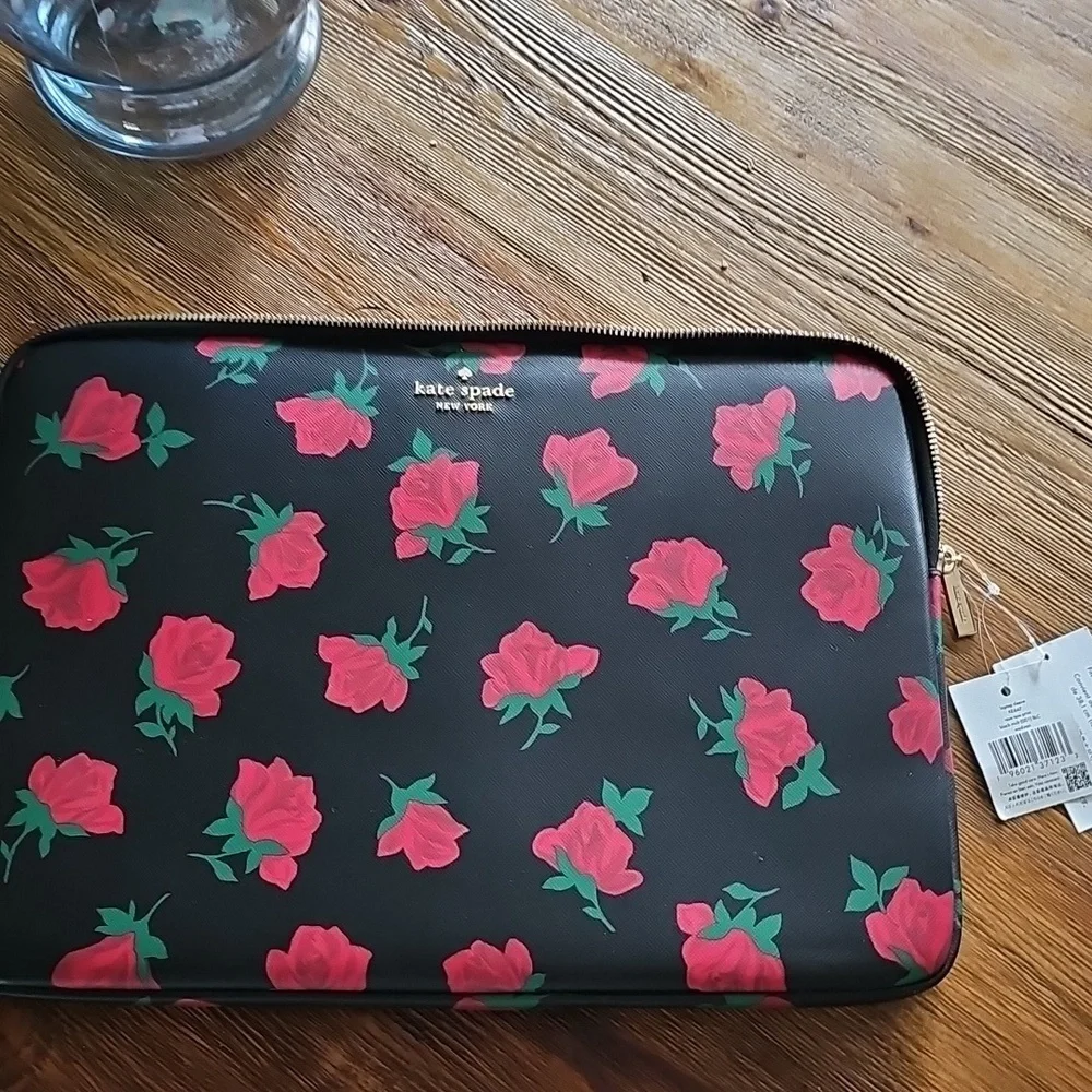 Kate Spade Black and Red Rose Tablet Sleeve